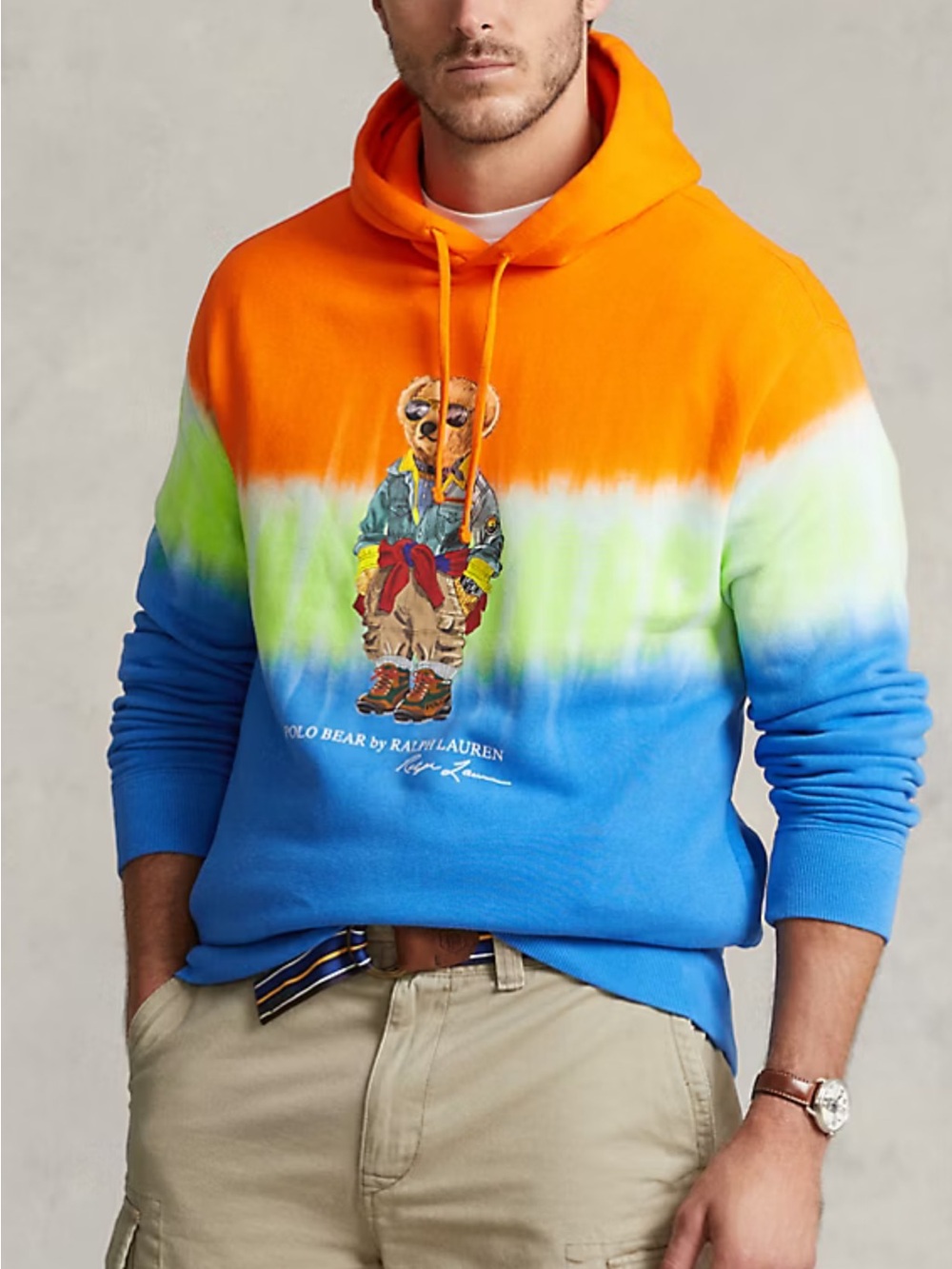Ralph Lauren Polo Bear Tie-Dye Hoodie - Orange/Green/Blue